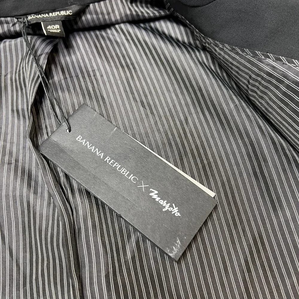 Banana Republic Blazer Jacket Men's 40R Black Classic Notch Collar Standard-Fit